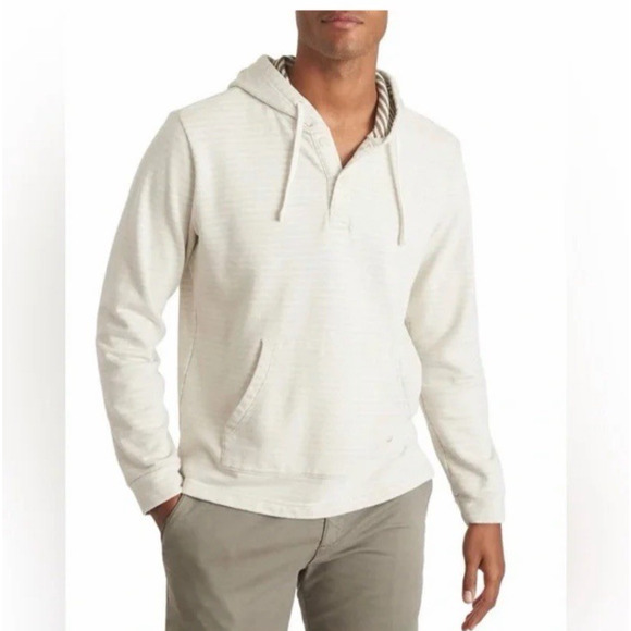 Marine Layer Montecito Double Knit Hoodie Cream Men XXL Hoodie Sweatshirt NWT - Picture 1 of 9
